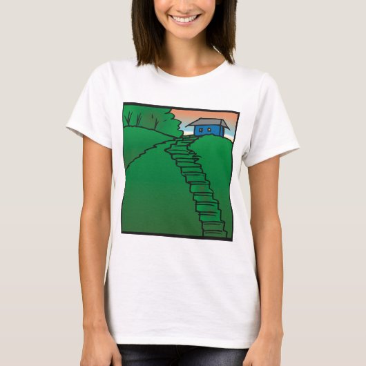 Haus auf einem grünen Hügel T-Shirt (Vorderseite)