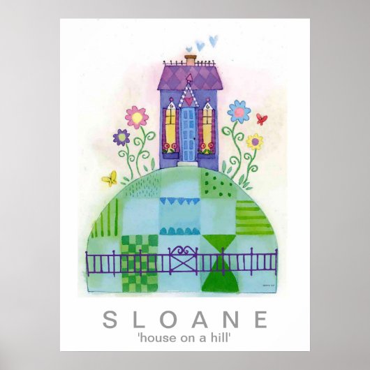 Haus auf einem Hügel Poster (Vorne)