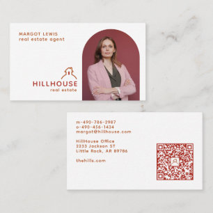 Haus auf einem Hügel QR-Code und Foto-Immobilien Visitenkarte