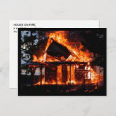 HAUS AUF FEUER POSTKARTE (Vorne/Hinten)