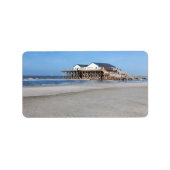 Haus auf Pfählen am Strand von St. Peter Ording Adressaufkleber (Vorne)