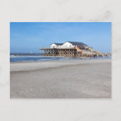 Haus auf Pfählen am Strand von St. Peter Ording Postkarte (Vorderseite)