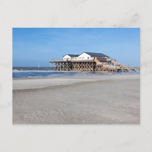 Haus auf Pfählen am Strand von St. Peter Ording Postkarte (Vorderseite)