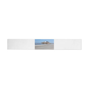Haus auf Pfählen am Strand von St. Peter Ording Rundum-Adressaufkleber