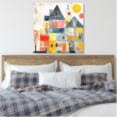 Haus aus einer Collage von Stücken und Texturen Leinwanddruck (Insitu (Schlafzimmer))