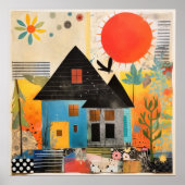 Haus aus einer Collage von Stücken und Texturen Poster (Vorne)