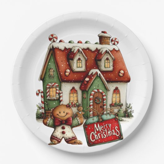 Haus aus Lebkuchen Pappteller (Vorderseite)