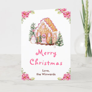 Haus aus Lebkuchen Pink Frohe Weihnachten