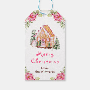Haus aus Lebkuchen Pink Frohe Weihnachten Geschenkanhänger