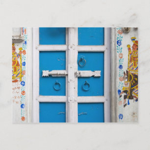 Haus blau gestrichen, Udaipur, Rajasthan, Indien Postkarte