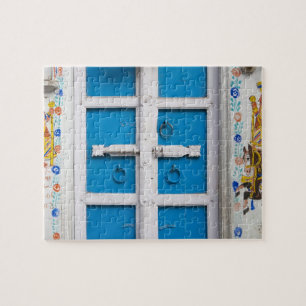 Haus blau gestrichen, Udaipur, Rajasthan, Indien Puzzle