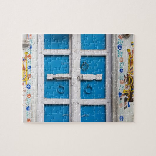 Haus blau gestrichen, Udaipur, Rajasthan, Indien Puzzle (Horizontal)