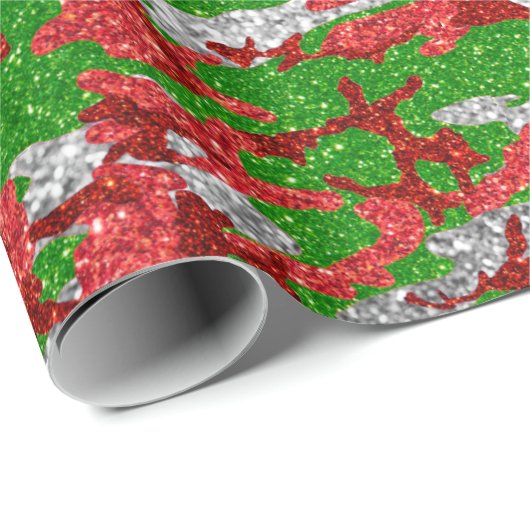 Haus der Camouflage Silver Xmas Muster Geschenkpapier (Rolleneckpunkt)