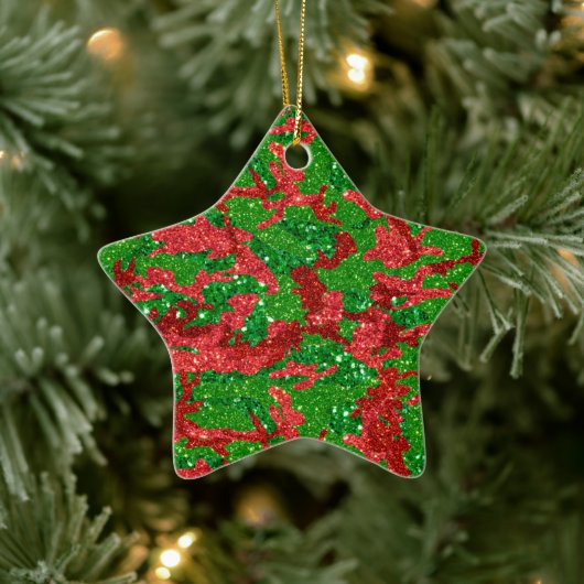 Haus der Camouflage Xmas Glitzer Camouflage Keramik Ornament (Baum)