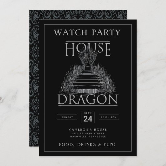 HAUS DER DRAGON Watch Party Einladung (Vorne/Hinten)