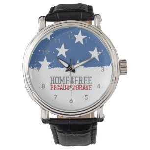 Haus der Freien wegen der Tapferen USA-Flagge Armbanduhr