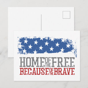 Haus der Freien wegen der Tapferen USA-Flagge Postkarte