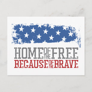 Haus der Freien wegen der Tapferen USA-Flagge Postkarte