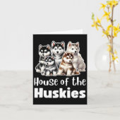 Haus der Huskies Niedliche Wasserfarbe Welpe Huski Karte (Gelbe Blume)
