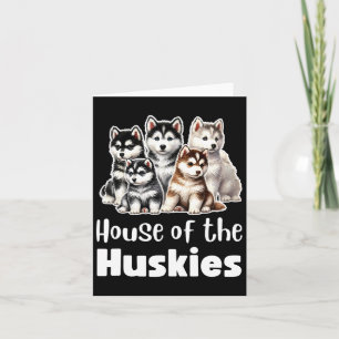Haus der Huskies Niedliche Wasserfarbe Welpe Huski Karte