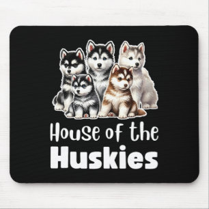 Haus der Huskies Niedliche Wasserfarbe Welpe Huski Mousepad