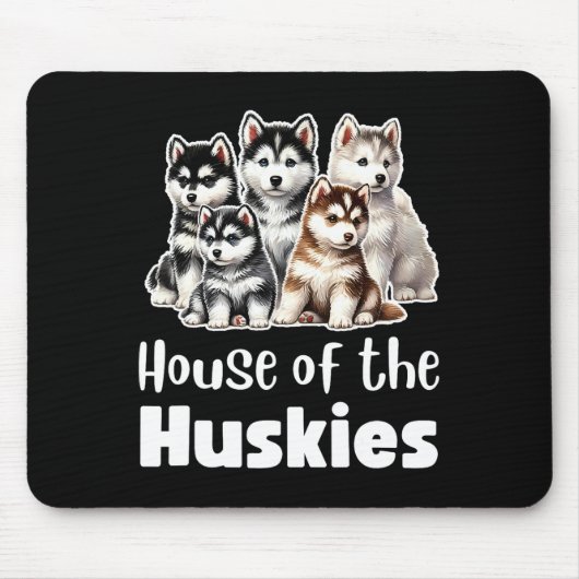 Haus der Huskies Niedliche Wasserfarbe Welpe Huski Mousepad (Vorne)