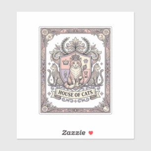 Haus der Katzen Katzen Heraldik Wappen Vintage Aufkleber