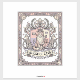 Haus der Katzen Katzen Heraldik Wappen Vintage Aufkleber