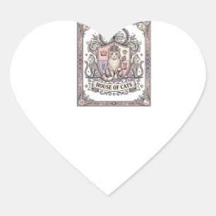 Haus der Katzen Katzen Heraldik Wappen Vintage Herz-Aufkleber
