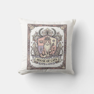 Haus der Katzen Katzen Heraldik Wappen Vintage Kissen