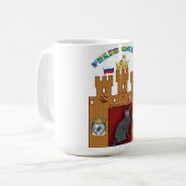 Haus der russischen Wappen-Tasse der blauen Katze Kaffeetasse (Vorderseite Links)