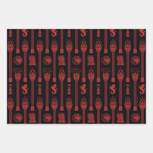 Haus des Dragon-Wappen-Musters Geschenkpapier Set (Vorderseite)