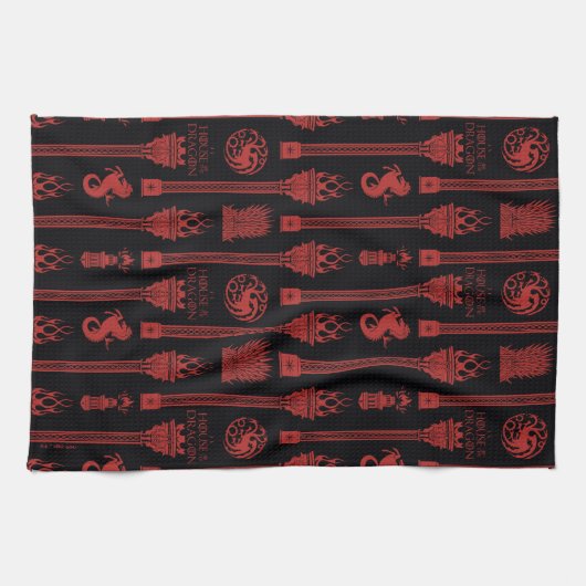 Haus des Dragon-Wappen-Musters Geschirrtuch (Horizontal)