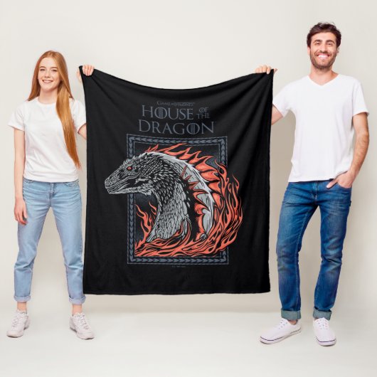 HAUS DES DRAGONS | Drachenprofil in Flammen Fleecedecke (Beispiel)