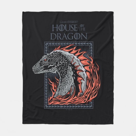 HAUS DES DRAGONS | Drachenprofil in Flammen Fleecedecke (Vorderseite)