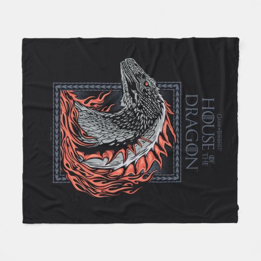 HAUS DES DRAGONS | Drachenprofil in Flammen Fleecedecke (Vorderseite (Horizontal))