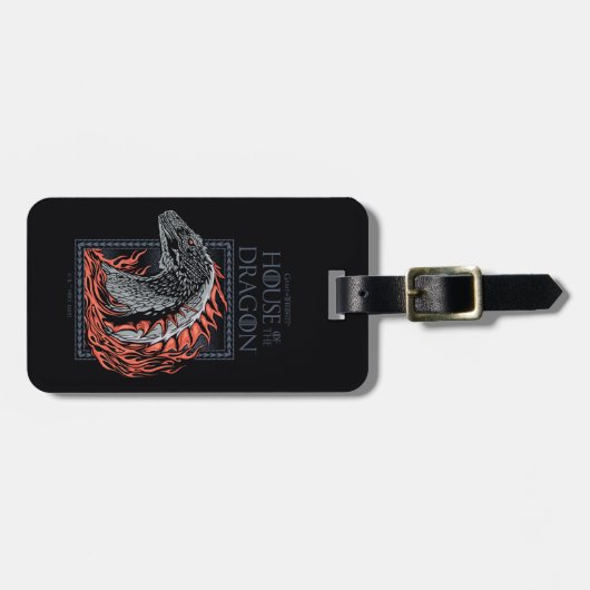 HAUS DES DRAGONS | Drachenprofil in Flammen Gepäckanhänger (Vorderseite horizontal)