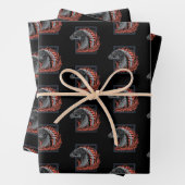 HAUS DES DRAGONS | Drachenprofil in Flammen Geschenkpapier Set (Beispiel)