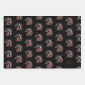 HAUS DES DRAGONS | Drachenprofil in Flammen Geschenkpapier Set (Vorderseite)