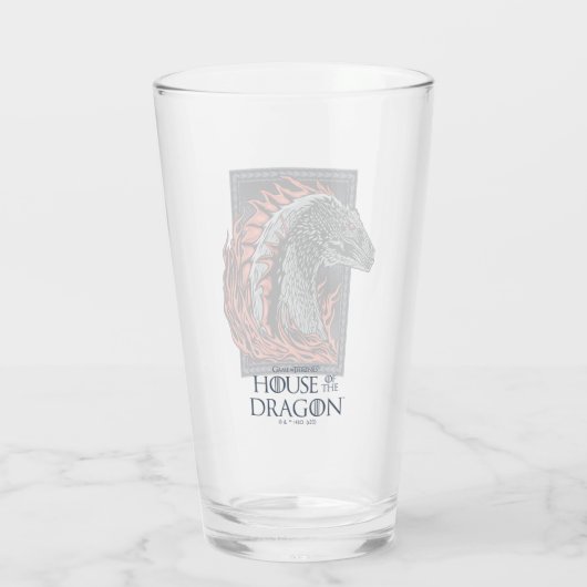 HAUS DES DRAGONS | Drachenprofil in Flammen Glas (Rückseite)