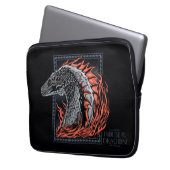HAUS DES DRAGONS | Drachenprofil in Flammen Laptopschutzhülle (Vorderseite Links)