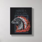 HAUS DES DRAGONS | Drachenprofil in Flammen Leinwanddruck (Vorderseite)