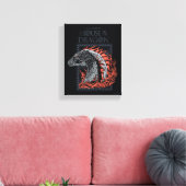 HAUS DES DRAGONS | Drachenprofil in Flammen Leinwanddruck (Insitu (Wohnzimmer))