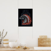 HAUS DES DRAGONS | Drachenprofil in Flammen Poster (Küche)