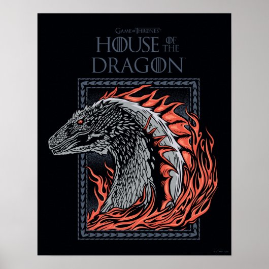 HAUS DES DRAGONS | Drachenprofil in Flammen Poster (Vorne)