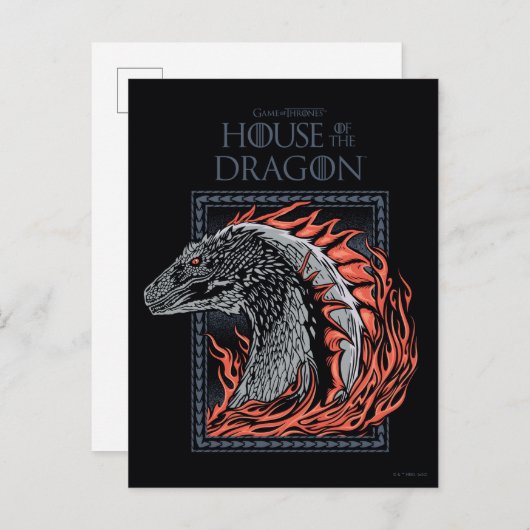 HAUS DES DRAGONS | Drachenprofil in Flammen Postkarte (Vorne/Hinten)