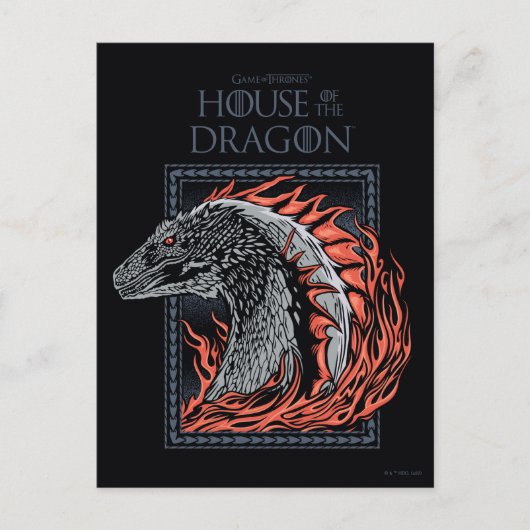 HAUS DES DRAGONS | Drachenprofil in Flammen Postkarte (Vorderseite)