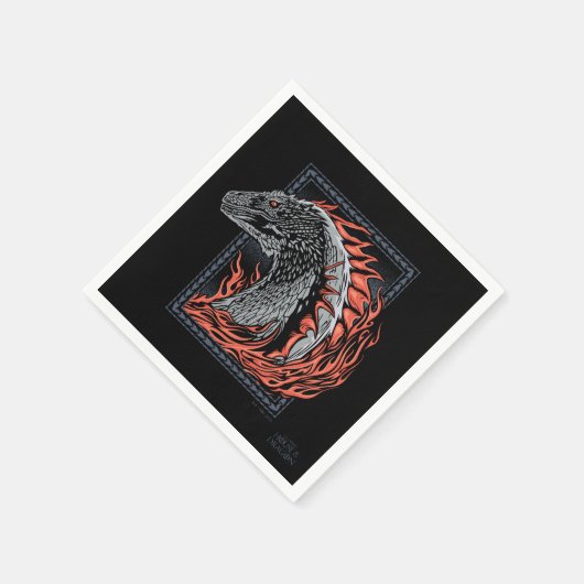 HAUS DES DRAGONS | Drachenprofil in Flammen Serviette (Ecke)