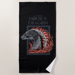 HAUS DES DRAGONS Drachenprofil in Flammen Strandtuch