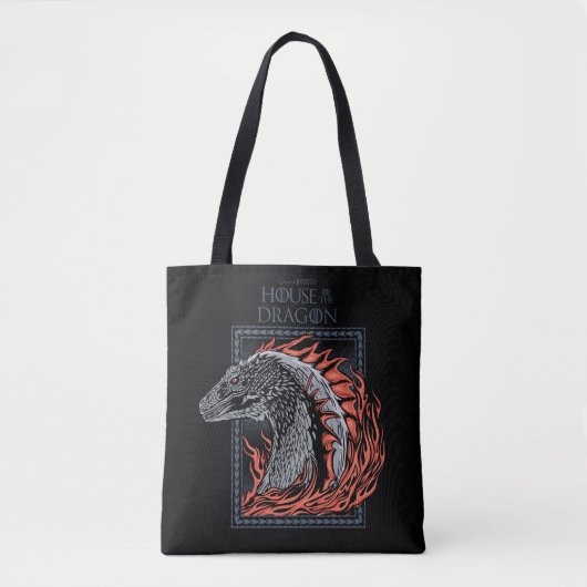 HAUS DES DRAGONS | Drachenprofil in Flammen Tasche (Vorderseite)